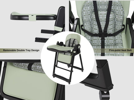 Convertible Baby High Chair To Rocker With 5 Point Harness