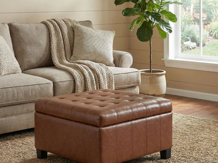 Square Tufted Indoor Ottoman With Lift-Top Storage