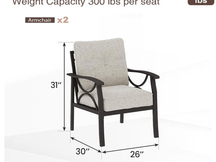 All-Weather Armchairs With Cushions, Modern Sculptural Design (Set of 2)