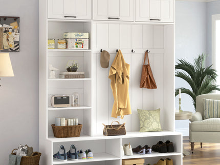 Farmhouse Hall Tree & Bench And Shoe Storage