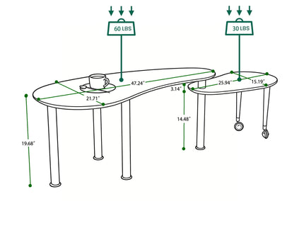 Rotatable Cocktail Table With Solid Legs, 360 Degree Rotating