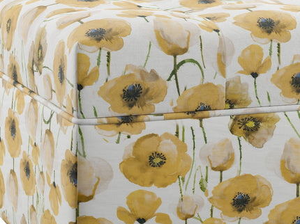 Floral Storage Ottoman With Traditional Design - Gold