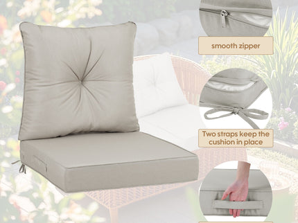Outdoor Deep Seat Cushions For Patio Furniture Waterproof Set - Beige