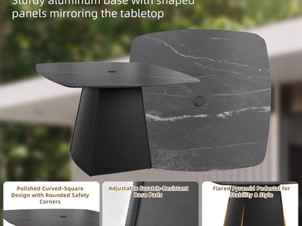 Outdoor Patio Dining Set, Squircle Dining Table, Dining Chairs With Sunbrella Cushions