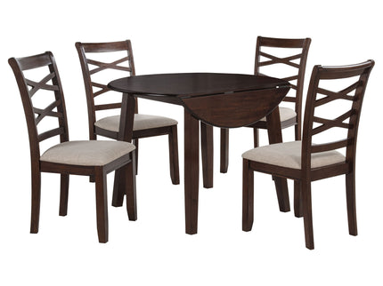 Verety - 5 Piece Round Dining Set With Chairs - Dark Brown
