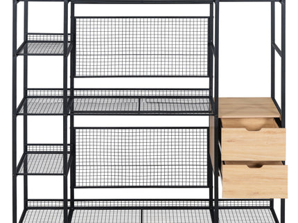 Open Style Wardrobe With Hanging Rails, Shelves And Drawers