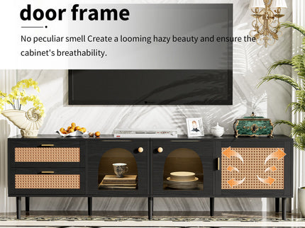TV Stand With App-Controlled LED Lights, 2 Drawers & Door Storage