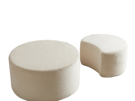 Modern Upholstered Round Coffee Table For Living Room (Set of 2)