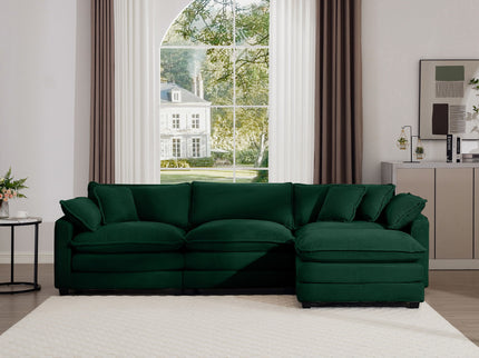 Modern Modular Cushion Sofa With Ottoman, Low Back, Deep Seating Sofa Set