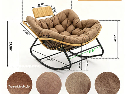 Oversized Papasan Rocking Chair Outdoor With Thick Cushion