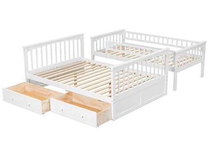 Bunk Bed With Drawers, Convertible Storage Bed