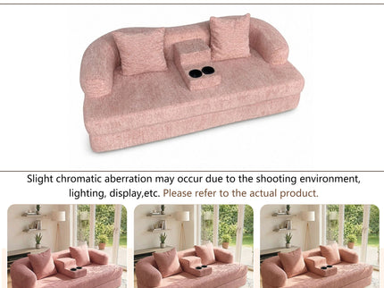 2 In 1 Convertible Sleeper Sofa Bed With Cup Holders