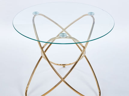 Metal Leg Dining Table With Tempered Glass Top