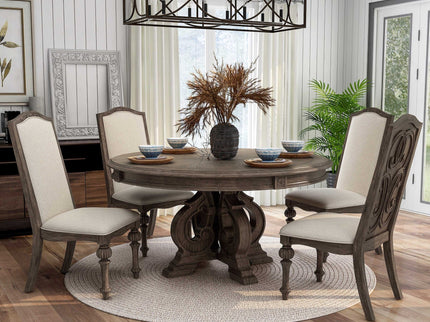 Elegant Dining Set Round Table And Side Chairs