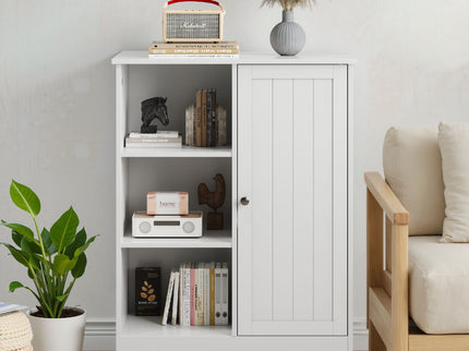 Classic Freestanding Bathroom And Kitchen Storage Cabinet With Adjustable Shelves - White