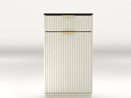 Tilt Out Trash Can Cabinet With Wave Textured Drawer & Pull Out Bin