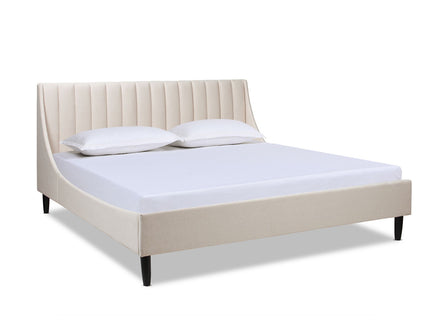 Aspen - King Vertical Tufted Headboard Platform Bed Set - Light Beige