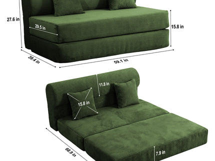 Convertible Sofa Bed, 2 Seater Fold Out Floor Couch