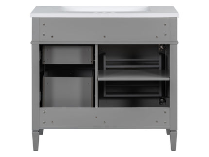 Bathroom Vanity & Top Sink, Modern Bathroom Storage Cabinet With 2 Drawers And A Tip-Out Drawer