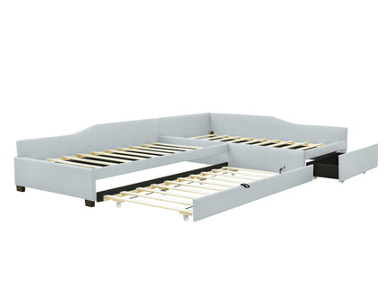 Upholstered Double Daybed With Trundle And Drawer