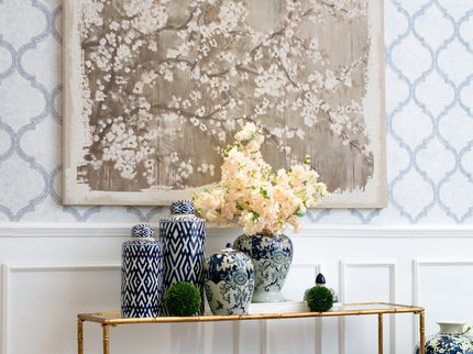 Large Cherry Blossom Canvas Art Print, Home Decor Accent Piece - Gray / White Matte