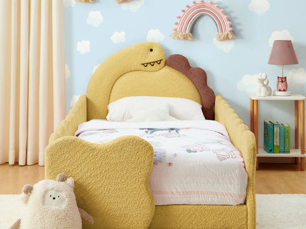 Cute Dinosaur Shaped Bed With Safety Guardrail, Toddler Frame