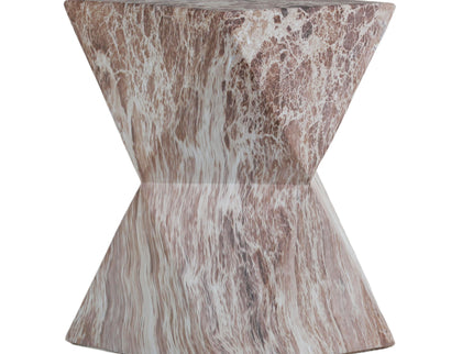 Round Outdoor Geometric End Table - Marble