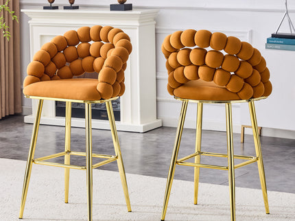 Bubble, Ball Chain Tufted Bar Chairs For Kitchen Island & Home Bar (Set of 2)
