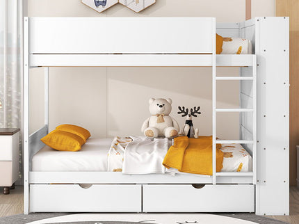 Bunk Bed With 2 Drawers And Multi Layer Cabinet
