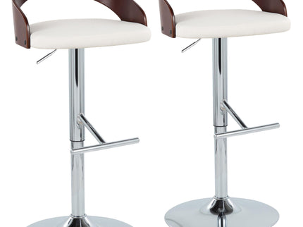 Grotto - Contemporary Adjustable Height Barstool With Swivel With Straight T Footrest (Set of 2)