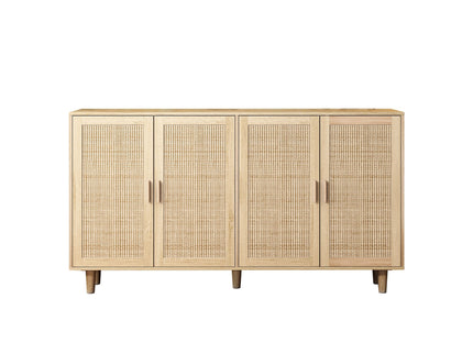 Elegant And Functional 4 Door Rattan Decorative Storage Cabinet