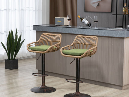 Modern Swivel Bar Stools Adjustable Counter Chairs With Footrest (Set of 2)