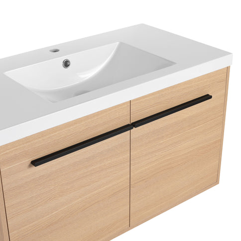 Bathroom Vanity Set With Resin Countertop Sink, 2 Doors