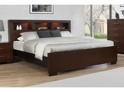 Ardino - California King Bed With Bookcase Headboard - Cappuccino