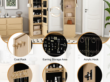 360° Rotating Makeup Cabinet With Full Length Mirror