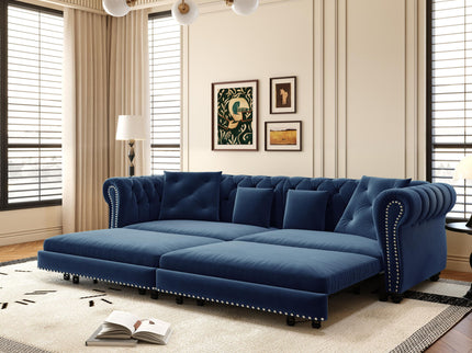 3 In 1 Convertible Sleeper Sofa Bed With Movable Ottoman