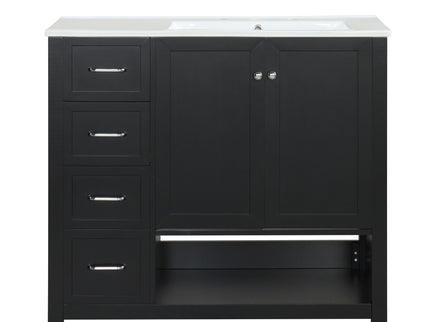 Bathroom Vanity With Sink Top, Bathroom Vanity Cabinet With 2 Doors And 2 Drawers, Open Shelf