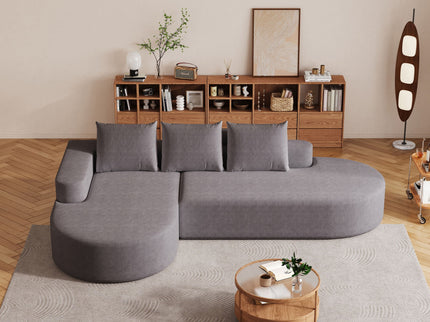 Modern Curved Sofa, L-Shaped Modular Sectional Set With 3 Pillows