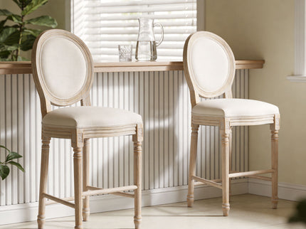 French Country Bar Chairs & Round Back (Set of 2)