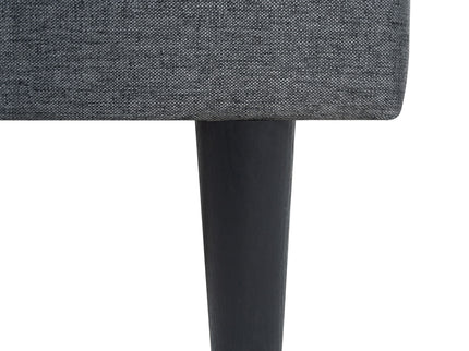 Queen Size Upholstered Platform Bed Frame With Button Tufted Linen Fabric Headboard - Dark Gray