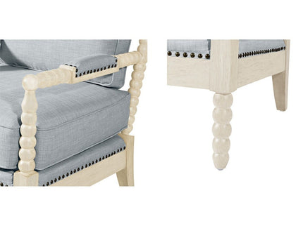 Arm Chair With Open Back Spindle Design, Padded Armrests
