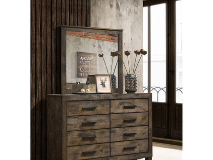 Bren - 8 Drawer Dresser With Mirror - Rustic Brown