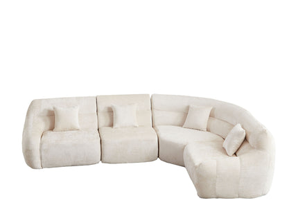 Luxury Curved Corner Sectional Sofa With 4 Pillows