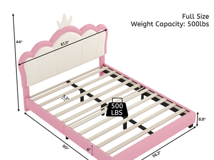 Upholstered Princess Platform Bed With Crown Headboard