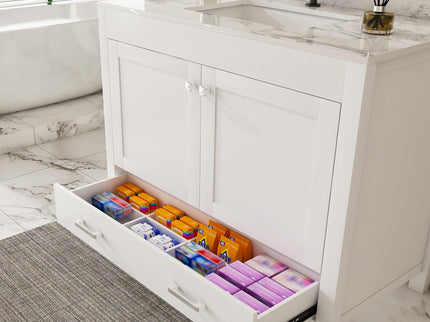 43" Bathroom Vanity, Multi Functional Cabinet - White