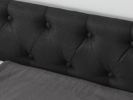 Upholstered Tufted Daybed With 2 Drawers, Waved Arms