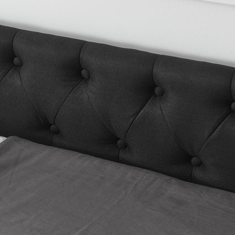 Upholstered Tufted Daybed With 2 Drawers, Waved Arms