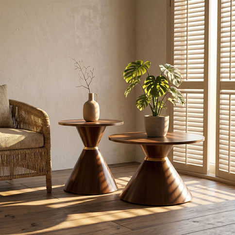 2 Piece Round Coffee Table Set For Living Room
