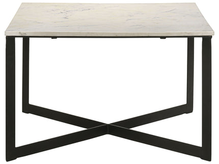 Volz - Square Coffee Table With Crisscross Base - White Marble