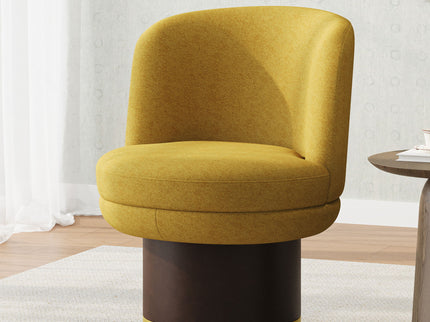 Round Swivel Accent Chair With Ergonomic Backrest For Living Room